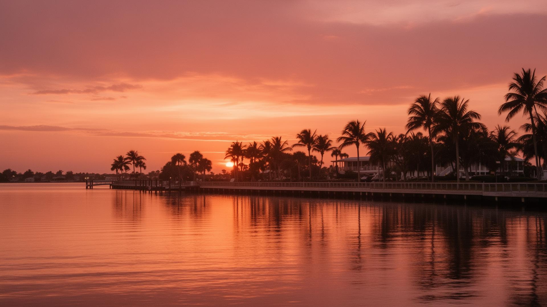 Serene St. Petersburg Florida sunset over the waterfront